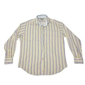 Thomas‎ Dean Men's Large Shirt Multicolor Button Up Long Sleeve Striped